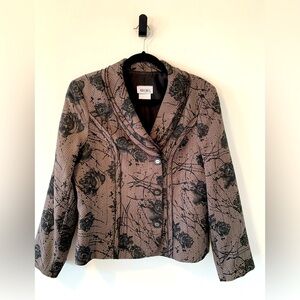 Hiroko Koshino Women’s Black/Tan Floral Button Up Blazer Size L